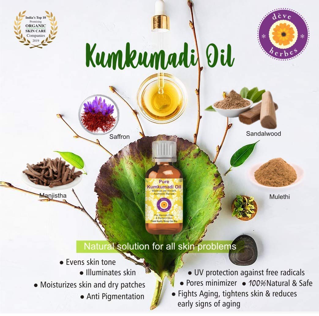Deve Herbes Pure Kumkumadi Oil Cold Pressed 5ml (0.16 oz)