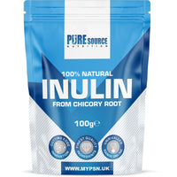 Inulin Powder High Grade Prebiotic Soluble Fibre Powder - Vegan GMO Free Made in EU from Natural Chicory Root Fructo OligoSaccharide FOC by Pure Source Nutrition (100g)
