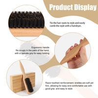 TRHDFW Boar Bristle Slick Back Hair Brush for Sleek Ponytail Bun Smoothing Baby Hairs Flyaways Edge Control Backcombing Teasing Hairbrush with Wide Rat Tail for Sectioning Parting