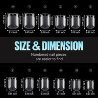 TOMICCA Square Shaped Extra Short Nail Tips - 360PCS Half Matte Soft Gel, No File Needed- Full Cover False Nails, Clear Acrylic & Strong Tips for Press On Extension - 12 Sizes