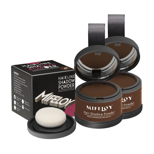 Mifeloy MIFELOY 2 Pcs Root Touch Up Powder, Cover Up Hair Color for Grays, Root Coverage for Women, Men Roots Concealer for Beard Line Eyebrow, Instantly Shadow Powder for Thinning Grey Hairline, Dark Brown