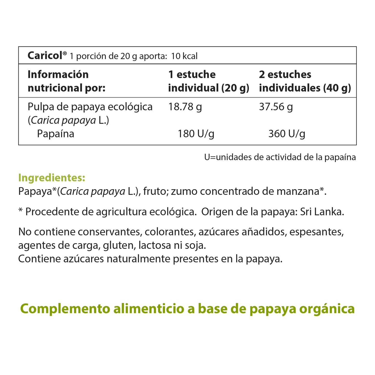 100% Natural Caricol 20 Envelopes