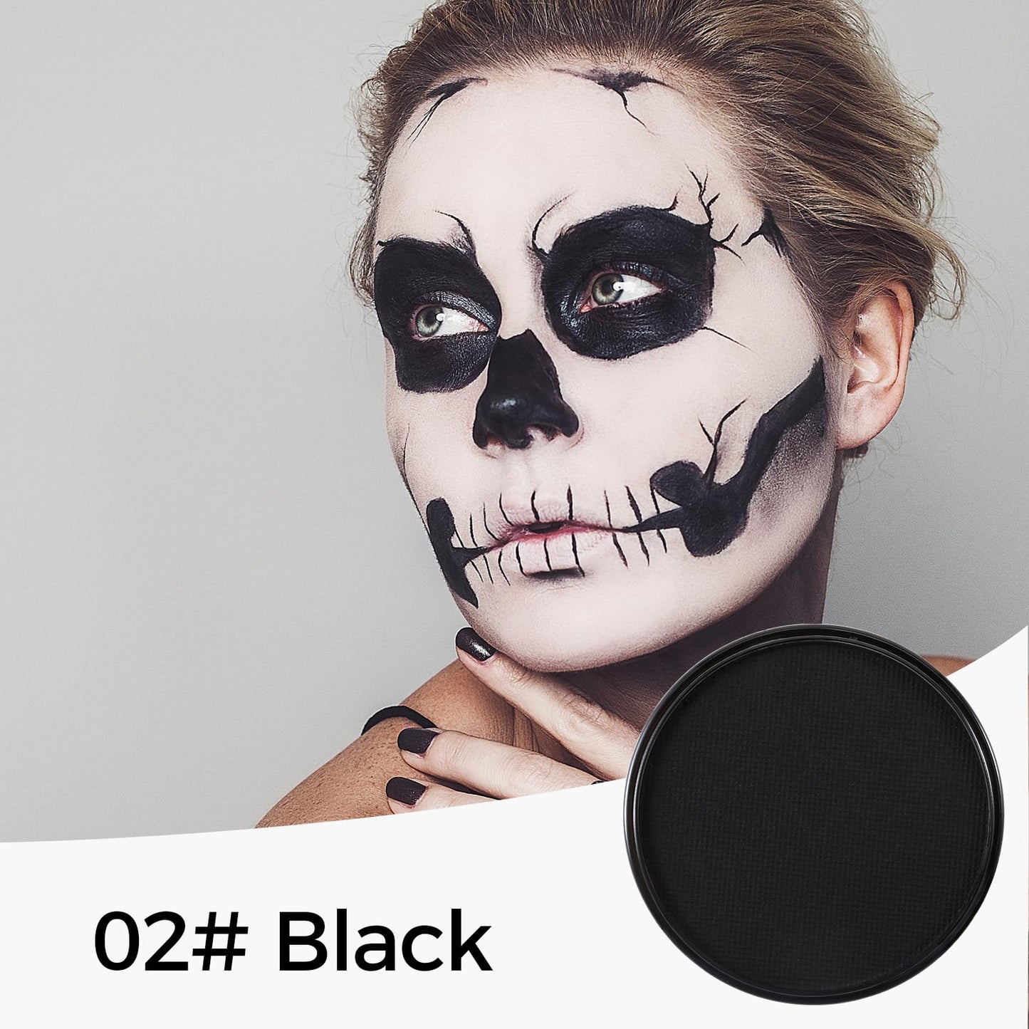 Erinde White Black Face Paint Palette, Water Based Face & Body Paint, Cream Makeup Palette Kit for Adults, Non-Toxic, Easy to Use, Blendable，Highly Pigmented