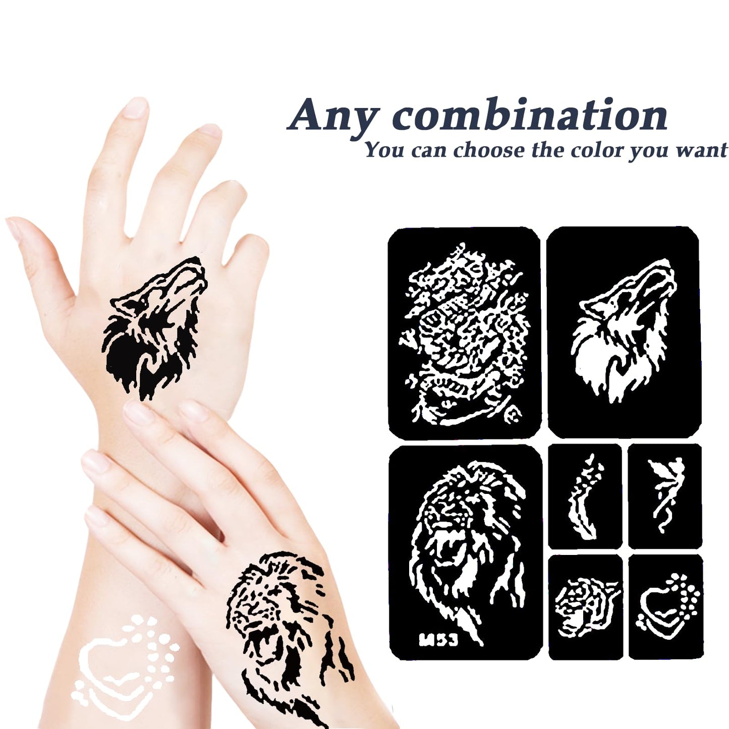 SHEBEEDO Tattoo Stencils kit,14 Sheets of Temporary Tattoos for Women,Indian and Arabian Temporary Tattoos for Finger Hands Body Painting,Realistic Semi - Permanent Fake Tattoos