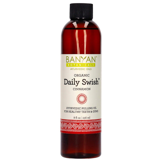 Banyan Botanicals Daily Swish Cinnamon – Organic Ayurvedic Oil Pulling Mouthwash with Coconut Oil – for Oral Health, Teeth, & Gums* – 8oz – Non GMO Sustainably Sourced Vegan