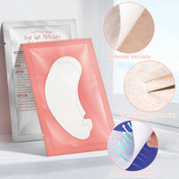 Lanjue 60 Pairs Under Eye Gel Pads, Pink Lint Free Eyelash Extension Pads with Tweezer Eye Patches Eyelash Lash Extension Lint Patches for Eyelash Extensions