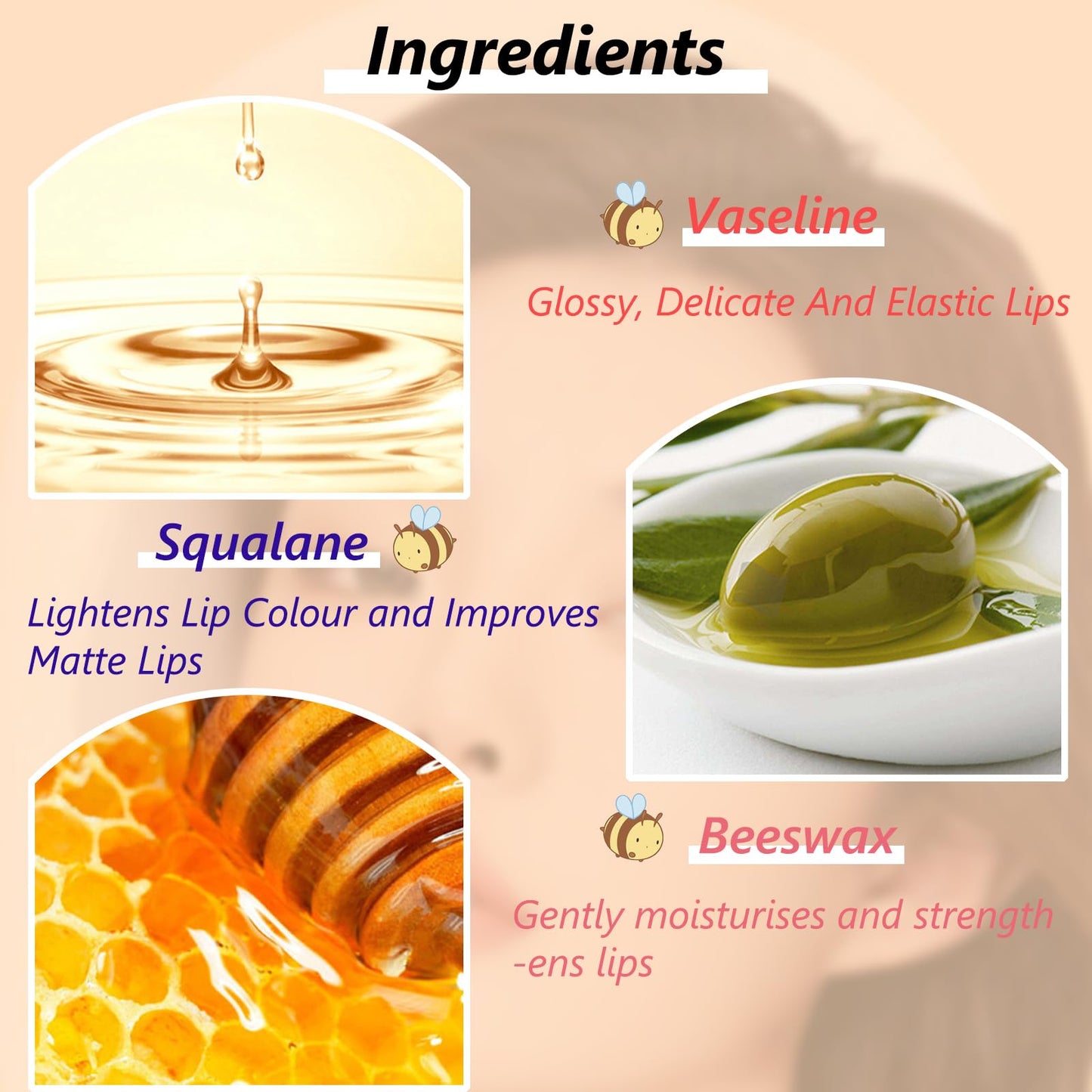 HERBENJOY Lip Balm Set, Moisturizing Lip Balm Multipack Fruity Flavoured Chapstick, Honey Bottel Shape Hydrating Lip Mask - Peach, Blueberry, Strawberry, Avocado Lip Balms For Moisturize Anti-Cracking