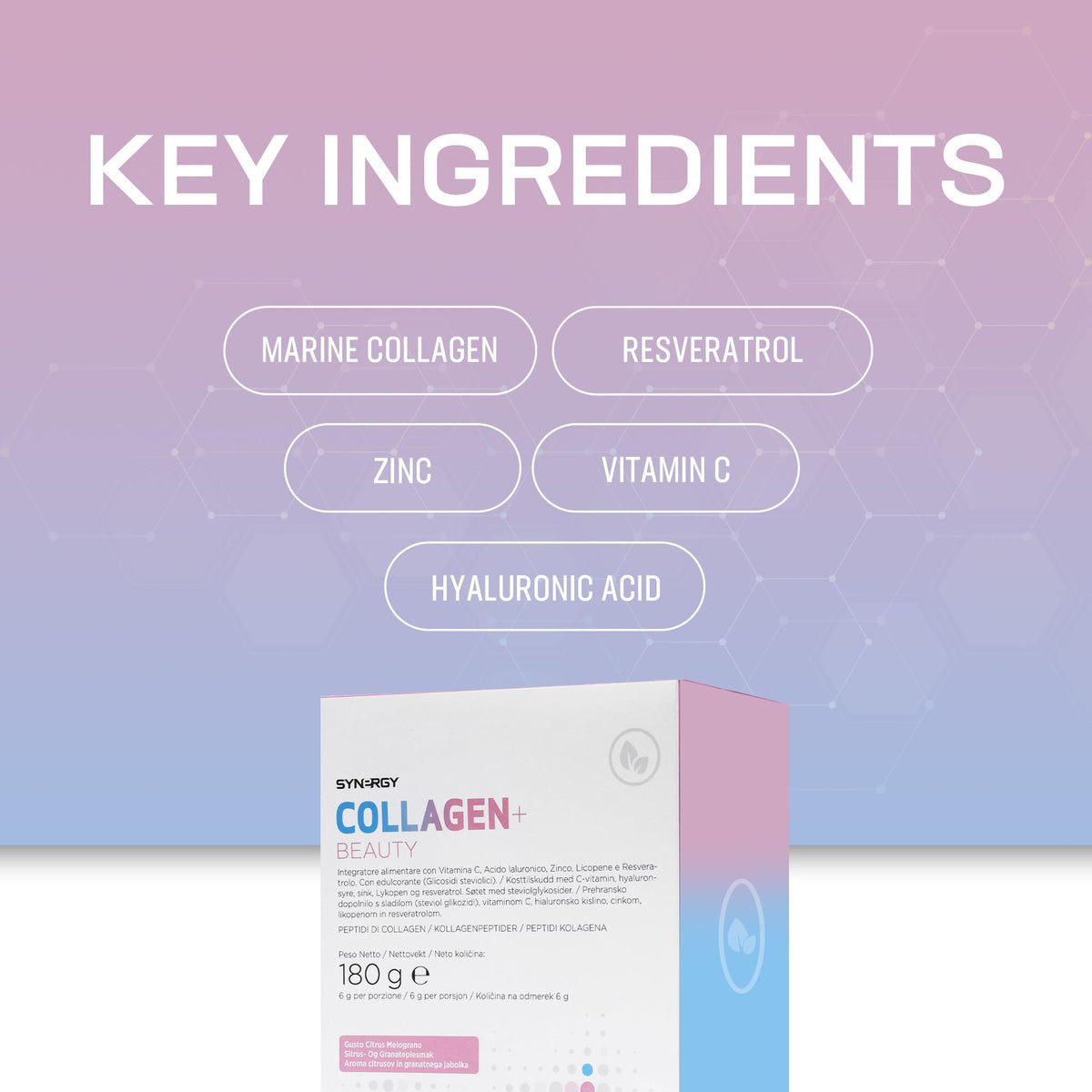 Synergy Worldwide Synergy WorldWide Collagen+ Beauty 30 doses | 5000mg Marine Collagen | Resveratrol, Hyaluronic Acid, Vitamin C & Zinc | Supports Collagen Production & Strengthens Skin, Hair, Nails & Joints | 180 g