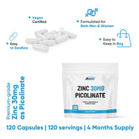 Freak Athletics Zinc 30mg as Picolinate 120 Capsules Made in the UK