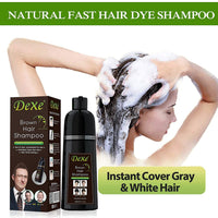 Amzsea Instant hair shampoo, hair dye shampoo for men and women - 100% grey coverage - quick and easy - lasts 30 days 3 in 1 black hair dye (Bottled Brown)
