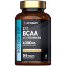 Horbäach BCAA Tablets | 4000mg BCAA per Serving | 3 Months Supply | Essential Amino Acid Supplement with Vitamin B6 | 365 Vegan Tablets | BCAA Powder and Capsules Alternative Pre Workout | by Horbaach