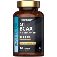 Horbäach BCAA Tablets | 4000mg BCAA per Serving | 3 Months Supply | Essential Amino Acid Supplement with Vitamin B6 | 365 Vegan Tablets | BCAA Powder and Capsules Alternative Pre Workout | by Horbaach