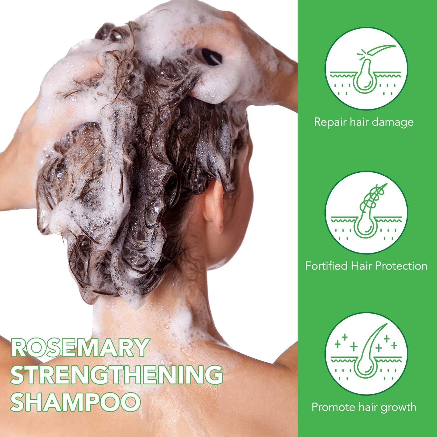 JYW Natural Rosemary Strengthening Shampoo with Mint, Hair Nourishing Formula with Biotin, 300ml
