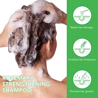 JYW Natural Rosemary Strengthening Shampoo with Mint, Hair Nourishing Formula with Biotin, 300ml