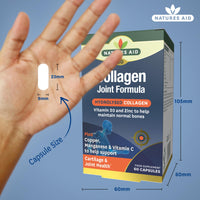 Natures Aid Collagen Joint Formula - Vitamin C D3 Copper Manganese Zinc - Supports Cartilage, Bones and Joint Health - High Potency Marine Type II Supplement - Vegan Non-GMO Gluten-Free - 60 Capsules