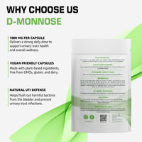 Bodygenix D-Mannose 1000mg Capsules High Strength UTI Treatment Immune System Support Vegan Food Supplement - 240 Capsules 8 Month Supply