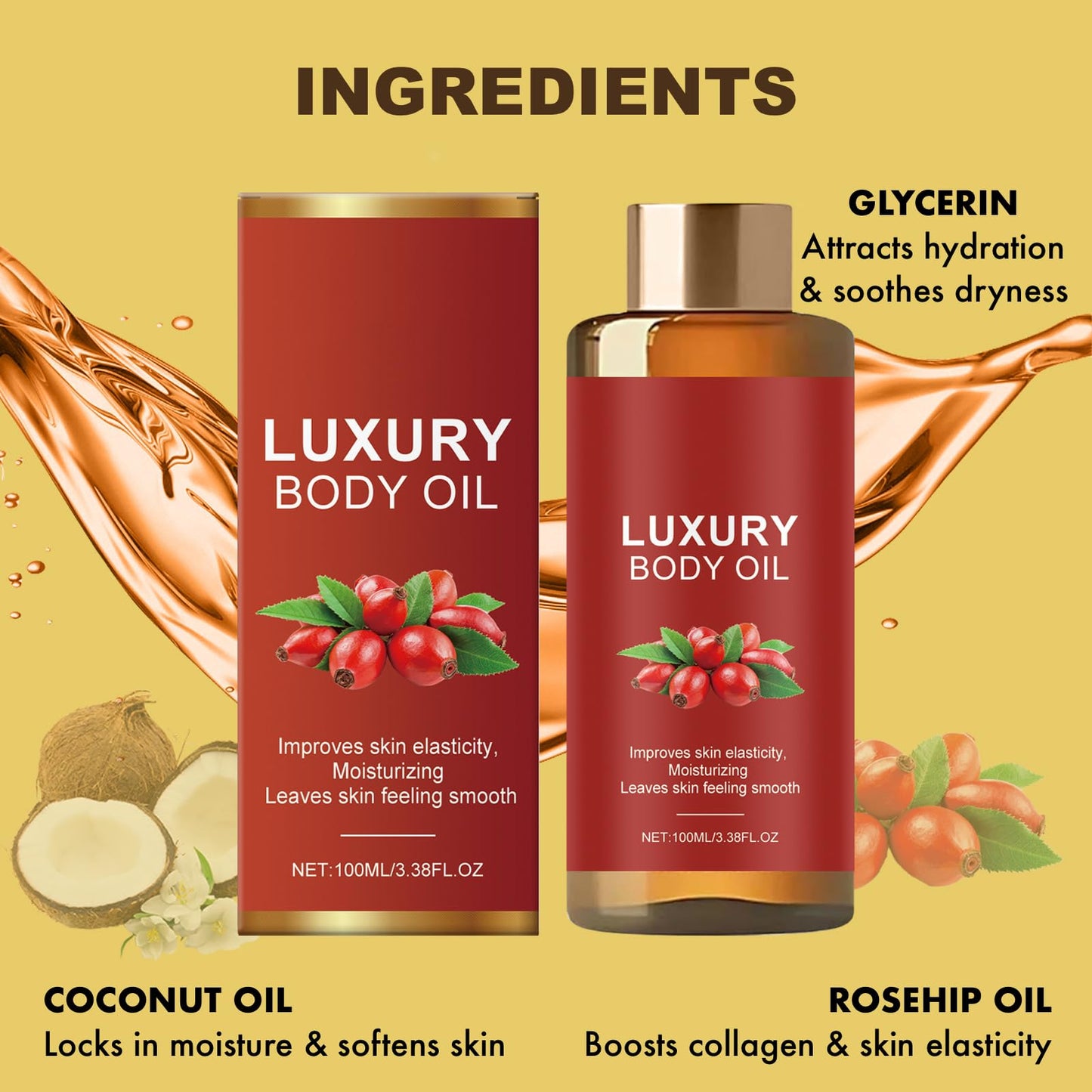 CTUBLIAUNX Magic Body Oil Firming & Hydrating - Glow Essence Magic Body Oil for Skin Tightening & Deep Moisture, Luxury Dry Skin Treatment with Natural Oils