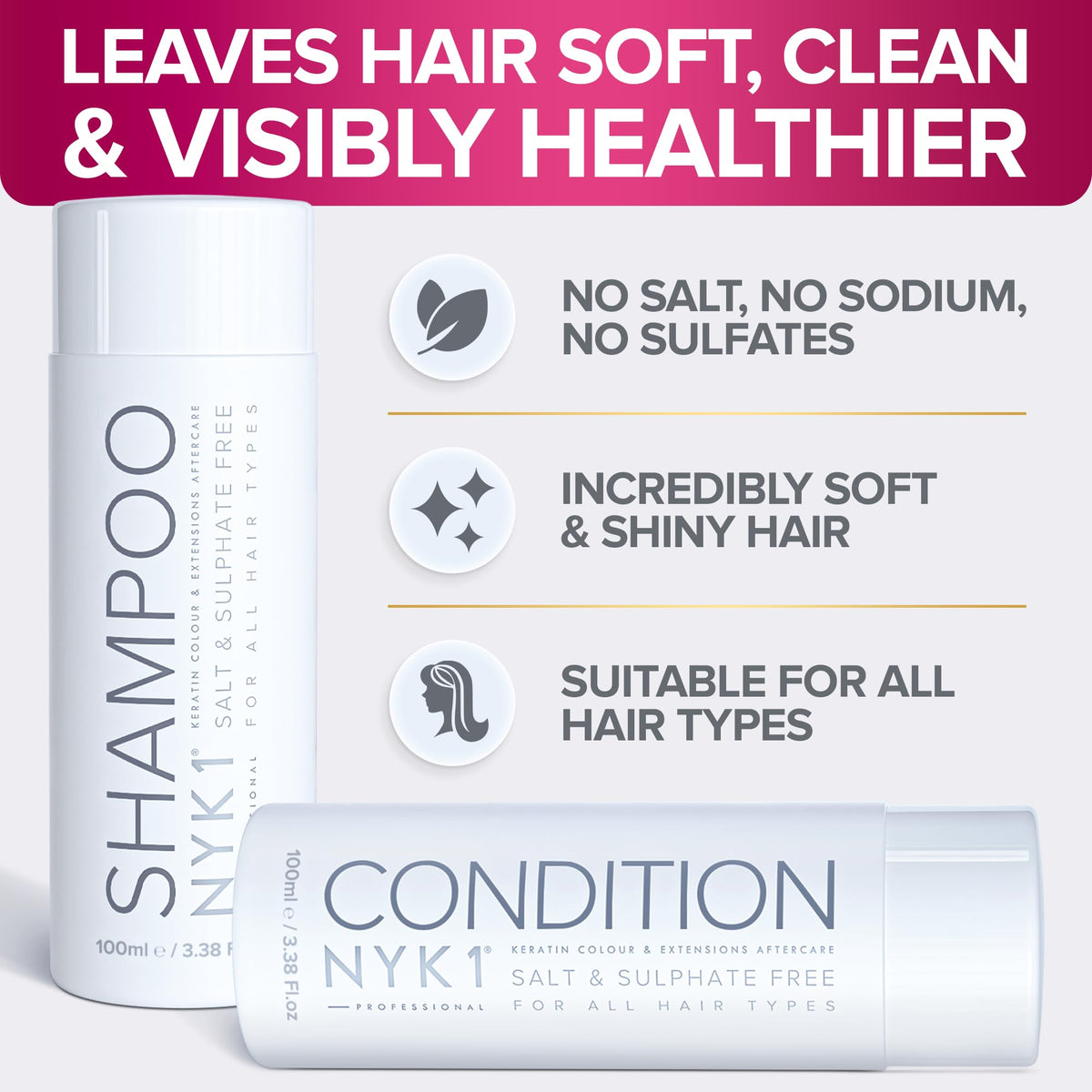 NYK1 Sulphate Free Hair Shampoo And Conditioner | Starter Set - 100ml x2