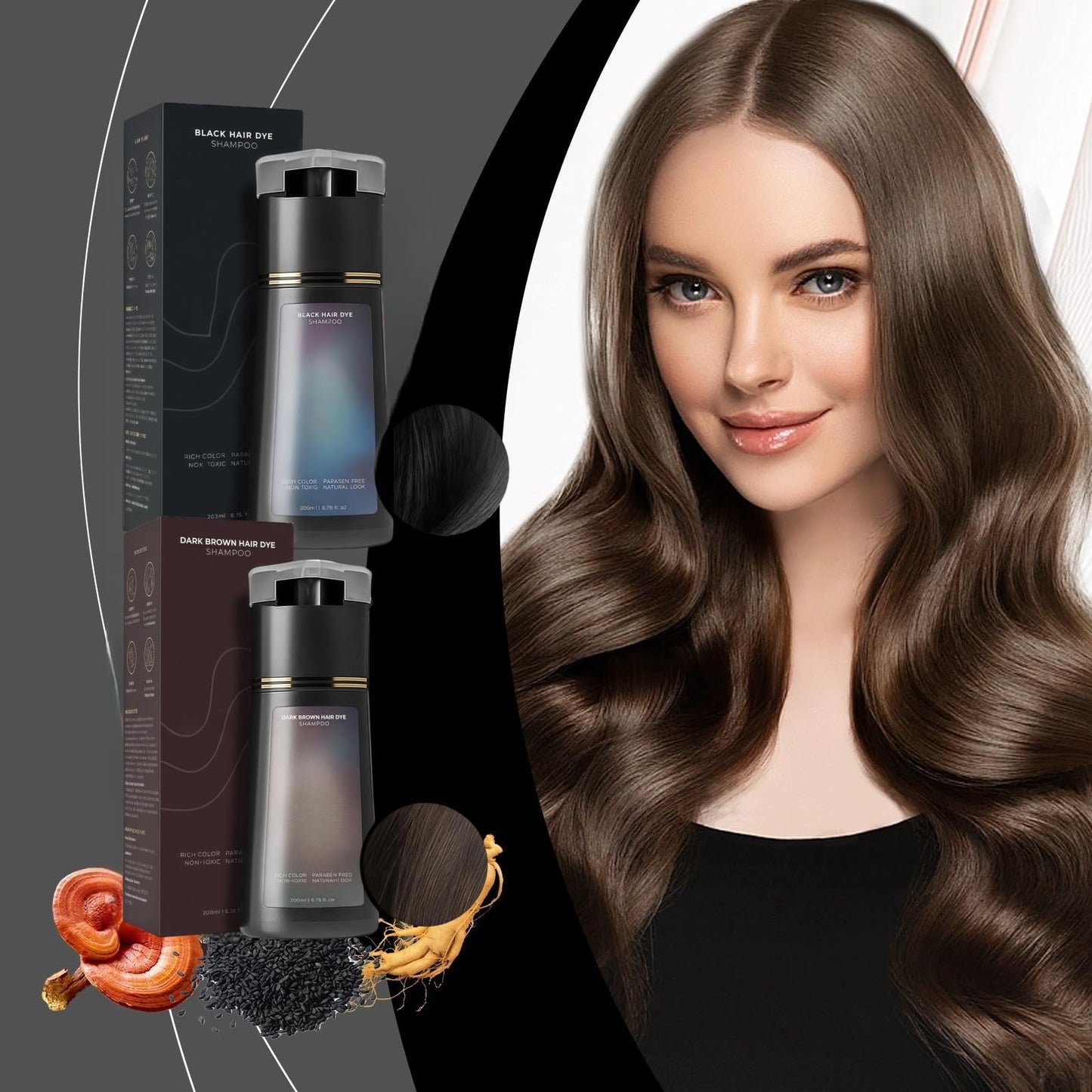 BigyQiu Polar Hair Dye Shampoo,Hair Colour Shampoo Care,Instant Dye Shamp-oo,H-air Dy-e Shamp-oo,Natural Plant Ha-ir Dy-e Sh-ampoo,3 In 1 H-air D-ye Permanent,Colour Sham-poo to Cover Grey Ha-ir,Purple