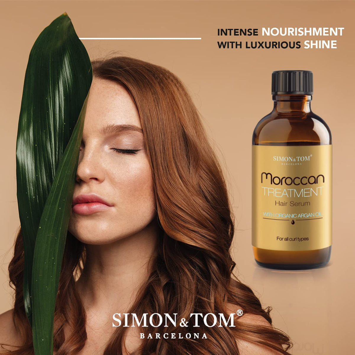 Simon & Tom Simon&Tom Moroccan Treatment Oil - Pure Organic Argan Hair Oil - Hair Oil For Dry and Damaged Hair - Frizz Free Serum - Intense Shine - Thermal Protector /100 ml - Made in Spain