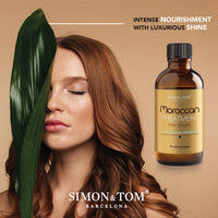 Simon & Tom Simon&Tom Moroccan Treatment Oil - Pure Organic Argan Hair Oil - Hair Oil For Dry and Damaged Hair - Frizz Free Serum - Intense Shine - Thermal Protector /100 ml - Made in Spain