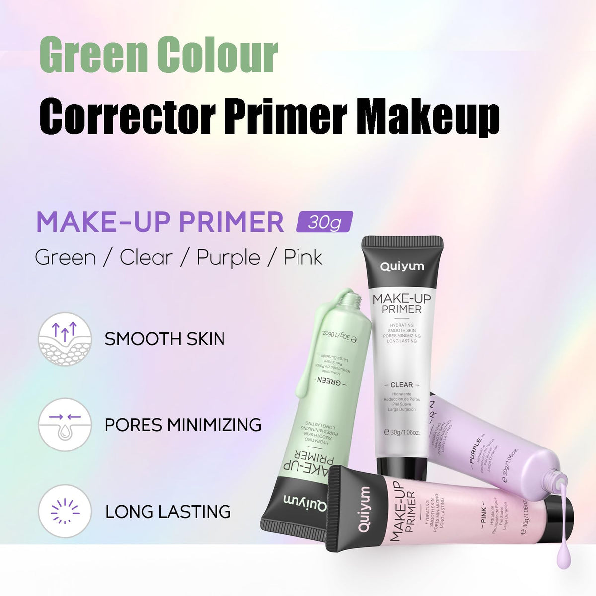 TUHOWEWZ Green Colour Corrector Primer Makeup - Professional Green Colour Correcting Makeup Primer, Anti-Redness Cream For Face, Hydrating, Pore Minimising, Long-Lasting