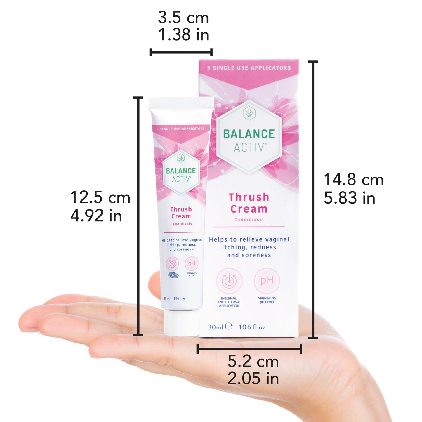 Balance Activ Thrush Cream, Internal & External Use, Works Naturally, Relieves Symptoms & Prevents Recurrence, 5 Applicators (30ml), Pack of 1