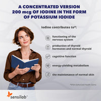 Iodine Tablets 200 mcg – Potassium Iodide Capsules for Thyroid & Nervous System Support – 120 Iodine Capsules - 4-Month Supply by Sensilab Essentials