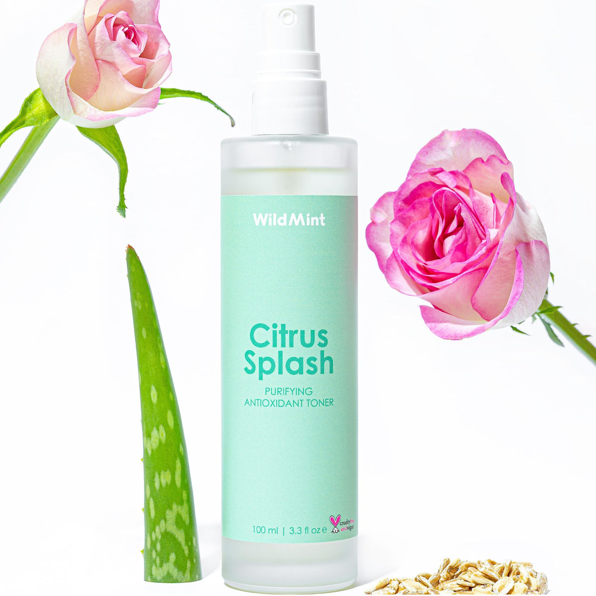 WildMint Citrus Splash Natural Face Toner | Brightening Toner for Sensitive, Mature & Damaged Skin | Vitamin C for Dark Spots & Acne Prone Skin | UK Made Vegan & Cruelty-Free Skincare | 100ml