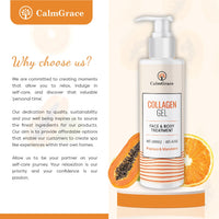 CalmGrace Collagen Gel | Anti-Ageing Collagen Moisturiser | Hydrating Anti Wrinkle Collagen Gel Face & Body Skincare | Non-Greasy Collagen Oil for Face - Papaya and Mandarin (250ml)
