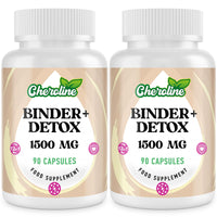 Cheroline Binder Detox Capsules 1500mg, with Activated Charcoal & Zeolite for Toxins, 12 in 1 Liver Gut Detox for Digestive & Bloating Relief, 90 Vegan Capsules (90 Count (Pack of 2))