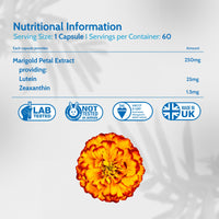 Health4All Lutein and Zeaxanthin Supplement 25mg per Capsule, 60 Capsules 2 Months Supply, Purest Eye Health Marigold Extract Supplement, Natural Eye Vitamins for Vision Care | Made in UK