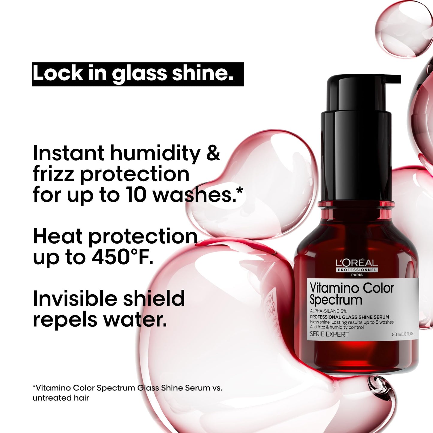 L'Oréal Professionnel Paris L'Oréal Professionnel Glass Shine Serum, Concentrated Serum Mirror, Protects & Provides Intense Shine, Vitamino Color Spectrum, 50ml