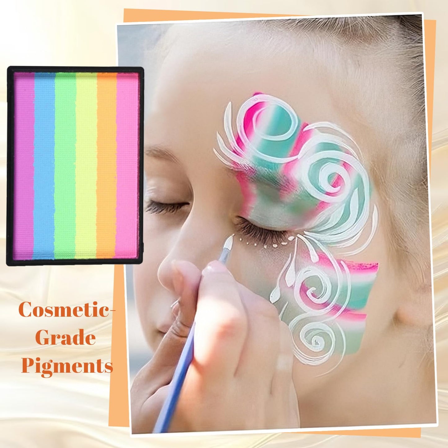 Mikloven Macaron Pastel Face Paint Palette, 6 Colors, Water Soluble & Quick Drying, Safe & Skin-Friendly, Compact Portable, Professional Makeup for Theatre, Carnival, Cosplay Parties(25g)