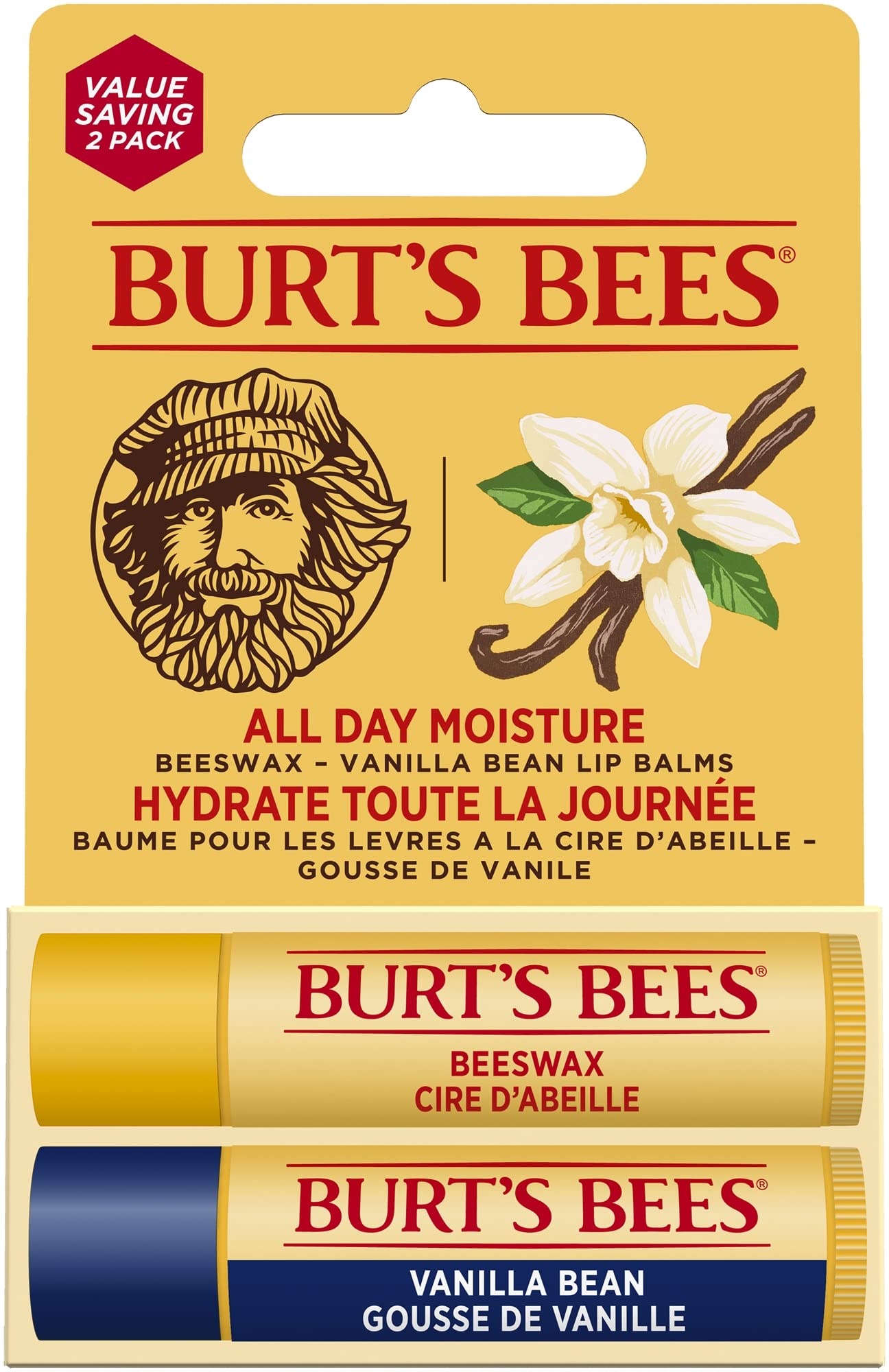 Burt's Bees Lip Balm Multipack, Lip Balm Set With Beeswax & Vanilla Bean, With Vitamin E, Value Duo Pack, 2x4.25g
