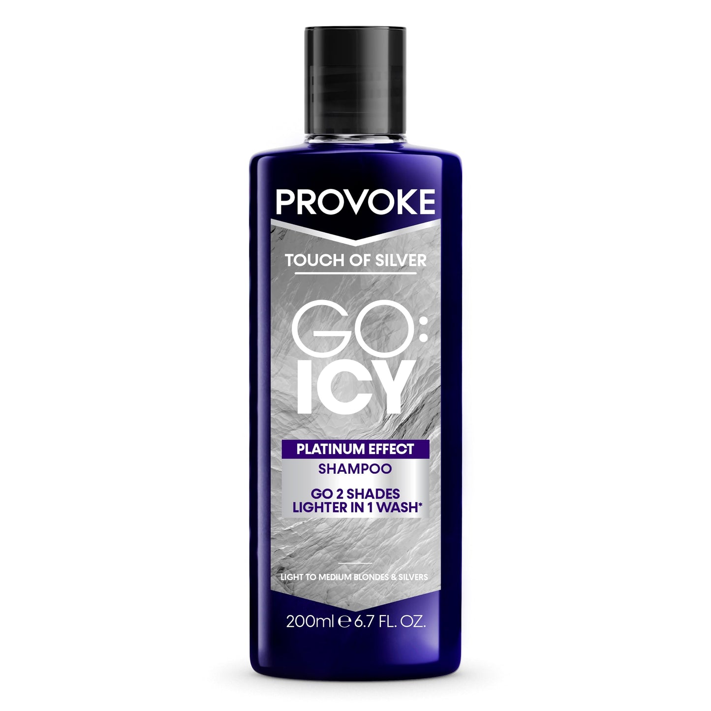 PROVOKE Touch of Silver Go Icy Shampoo 200ml, Icy Platinum Look in Just 1 Wash, Triple Toning Technology to Cool Down Brassy Tones, Enriched with Keratin