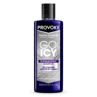 PROVOKE Touch of Silver Go Icy Shampoo 200ml, Icy Platinum Look in Just 1 Wash, Triple Toning Technology to Cool Down Brassy Tones, Enriched with Keratin