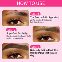 NLFOX Microblading Eyebrow Pen - Magic 2-In-1 Eyebrow Pencil - Eye Brow Pencil with Double-Ended Eyebrow Brush - Smudgeproof Waterproof Eyebrow Pen Create Natural Hair-Like Brows(Dark Brown)