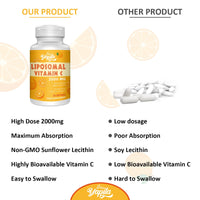 Liposomal Vitamin C Capsules 2000mg(3 Pack), Maximum Absorption, High dose VIT C, Ascorbic Acid, Antioxidant Supplement, Soy-Free, Non-GMO