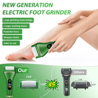 Hoxida Electric Foot File for Hard Skin, with 6 Replacement Rollers, IPX7 Waterproof Rechargeable Callus Remover for Feet Pedicure Set for Dead Skin (Green)