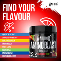Warrior Amino Blast BCAA Powder 270g – Fruit Salad Flavour, BCAA Supplement for Muscle Recovery, Energy, Endurance, Hydration, Pre & Post Workout Nutrition - Strawberry Kiwi