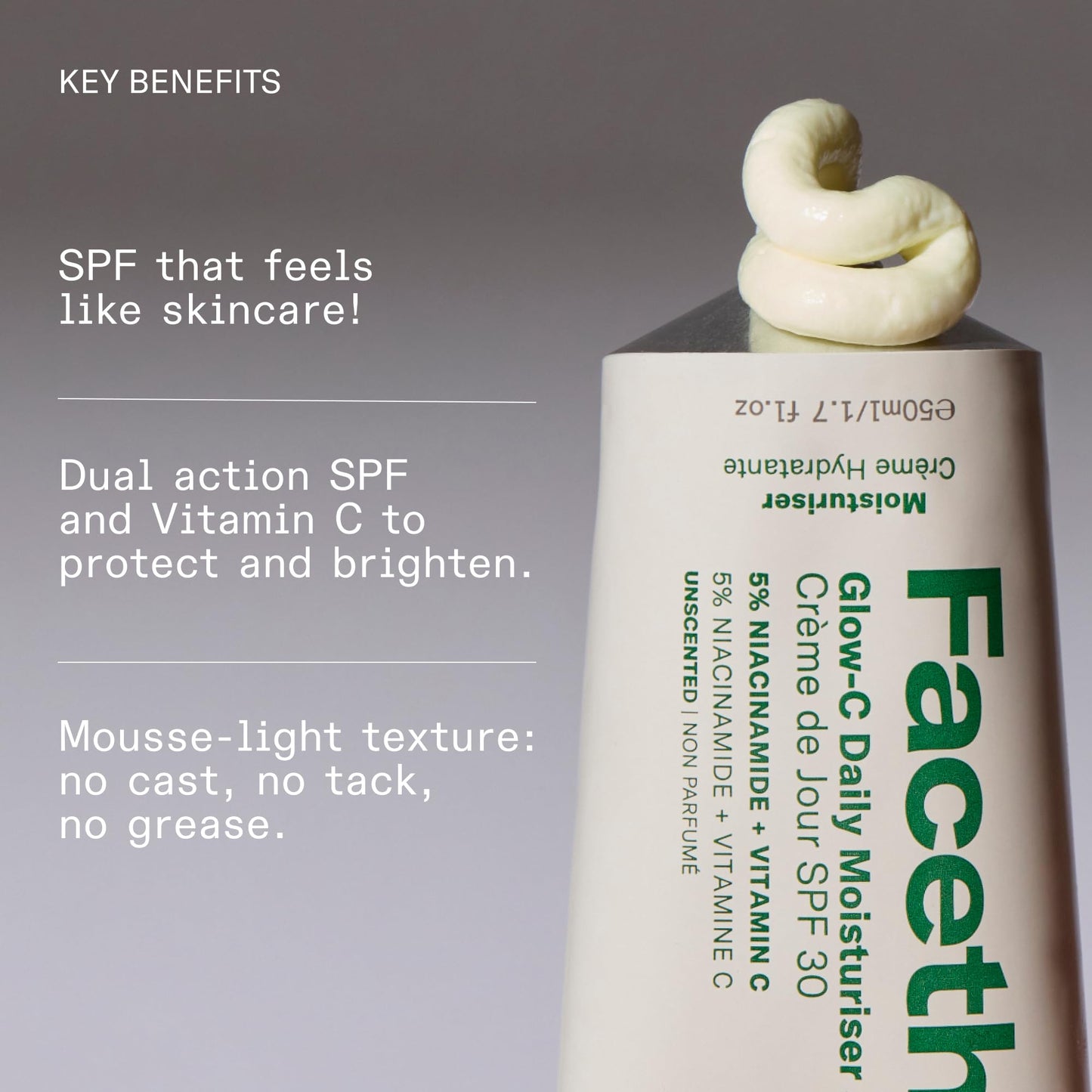 facetheory Glow-C Daily Face Moisturizer SPF 30 (Grapefruit) - Lightweight, Dual-Action Vitamin C & Niacinamide Hydrating Cream for All Skin Types (50 ml)