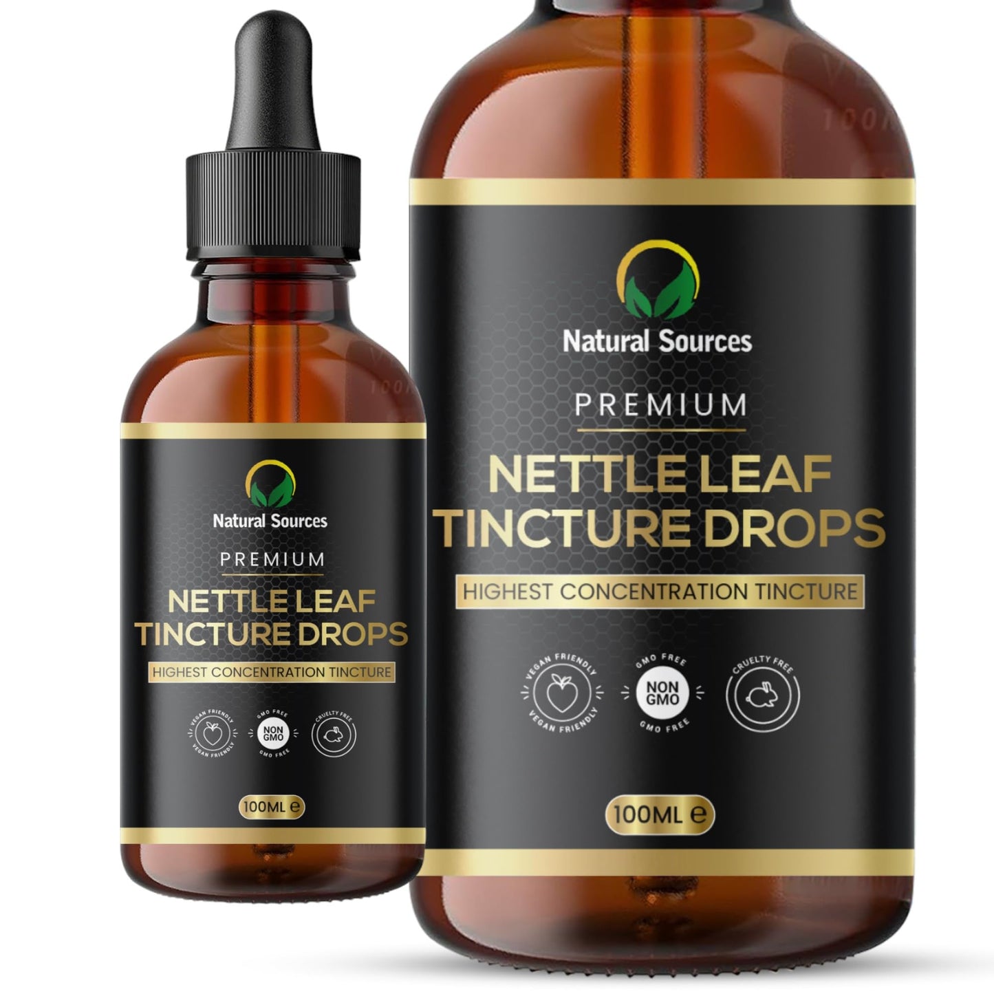 Natural Sources Nettle Leaf Tincture Drops - Fresh Plant Extract organically harvested 100 Servings - Nettle Supplement 100% Nettle Extract - Highest Concentrate - UK Produced - GMDP Certified/Vegan/Non GMO