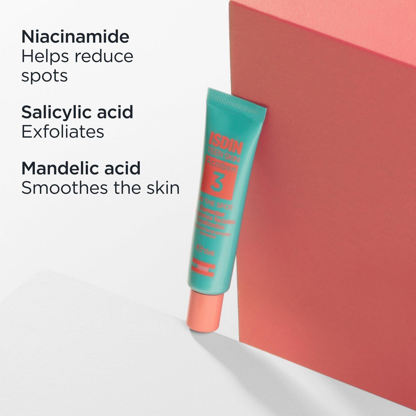 ISDIN Acniben On The Spot, Facial Pimples Corrector Drying Gel, Reduces Redness and Pimples Volume, with Salicylic Acid and Niacinamide, Duplo Pack 2 units