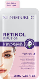 Skin Republic Retinol Infusion Face Mask, Helps Smoothes the Skins Appearance, Brightens Dark Spots, 25ml