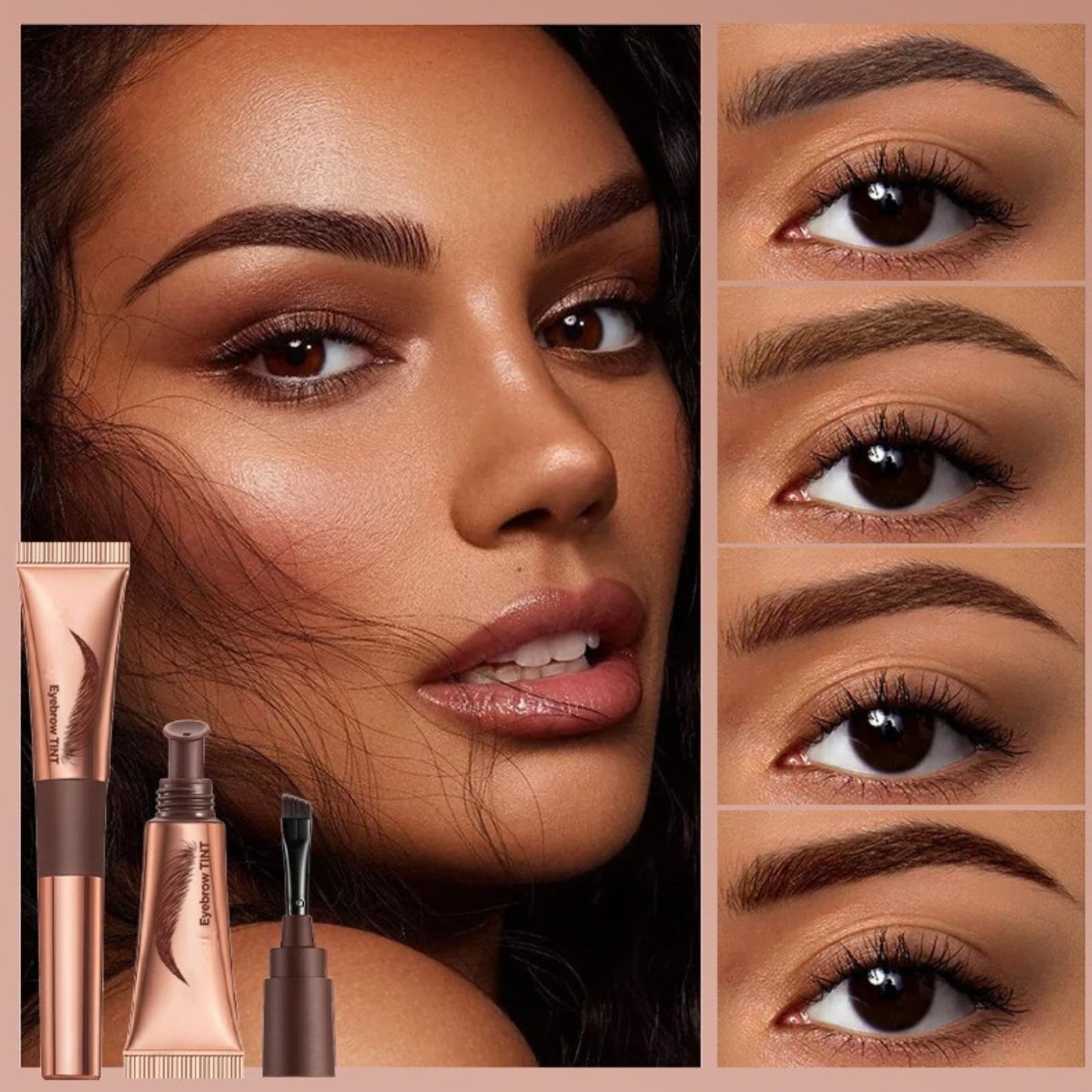 HERBENJOY Tattoo Brow Peel Off Eyebrow Gel,Peel Off Eyebrow Gel Tint with Exclusive Brush Head,Semi-Permanent Colour EyebrowDye,Waterproof Brow Tint Built-in Precise Applicator,Lasts Up 3 Days Dark Brown