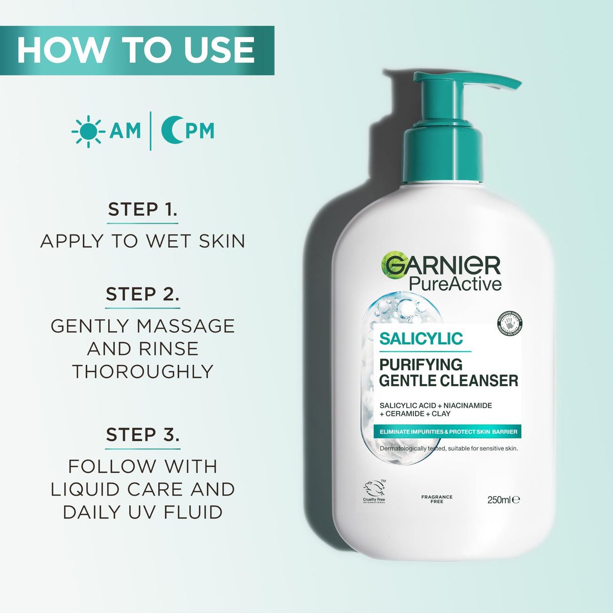 Garnier Pure Active Salicylic Purifying Gentle Face Cleanser, 250ml