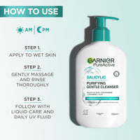 Garnier Pure Active Salicylic Purifying Gentle Face Cleanser, 250ml
