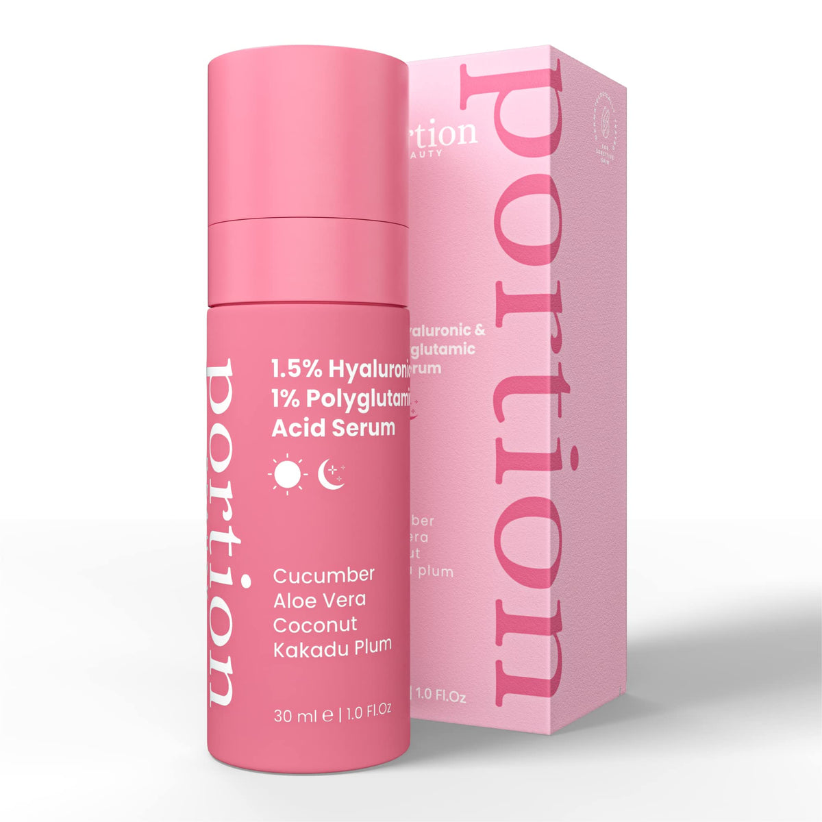 PORTION BEAUTY PORTION Hyaluronic Acid Serum: 1.5% Hyaluronic Acid & 1% Polyglutamic Acid - Face Serums for Mature Skin: Anti Aging Serum for Face & Hydrating Serum - Face Serum for Women & Mens Skincare, 30ml