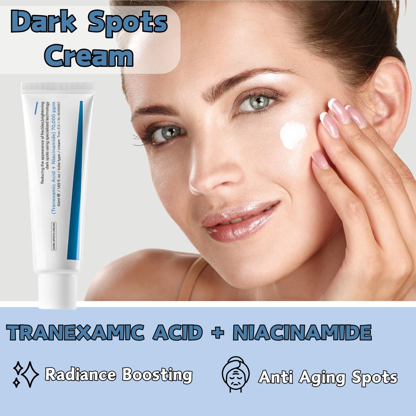 Dark Spot Cream, Tranexamic Acid & Niacinamide Face Cream for Women, Anti Aging Face Cream for Freckles & Hyperpigmentation, Dark Spot Remover for Even Skin Tone, Moisturiser Face Women & Men, 50ml